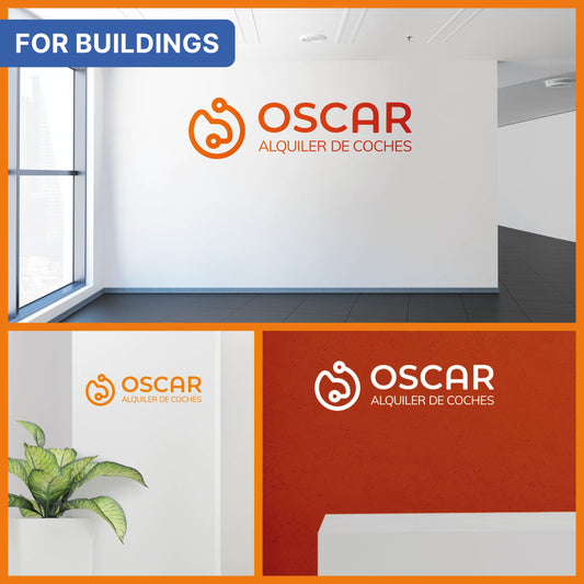 Adhesivo Oscar con logo blanco